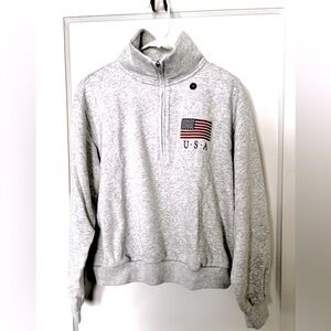 Hollister light gray half zip USA sweatshirt NWT small